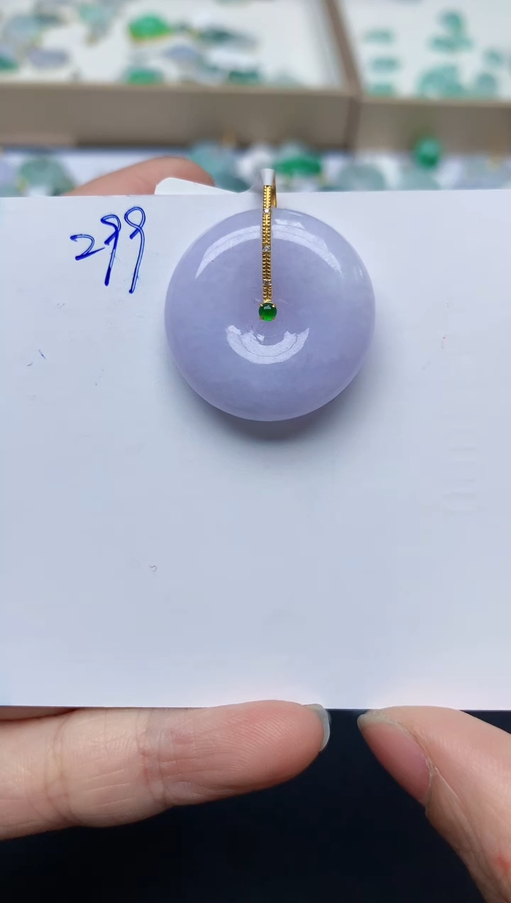 【闪购商品】翡翠颈饰18K金镶嵌天然翡翠A货    