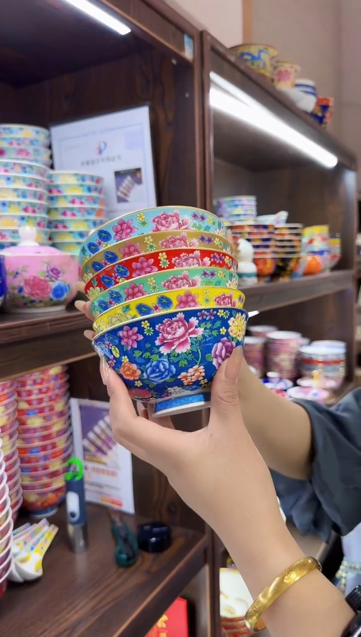 珐琅 4.5英寸饭碗6个景德镇餐具  