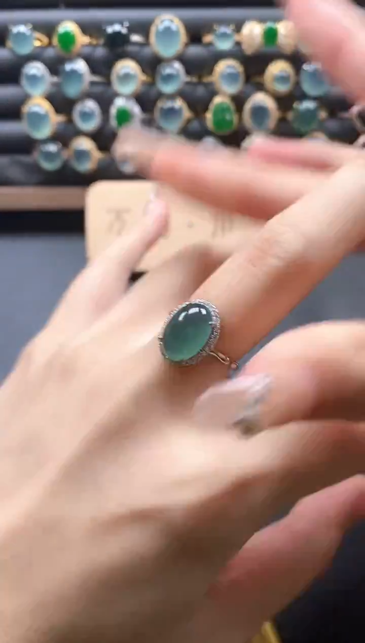 银S925镶嵌戒指翡翠51511
