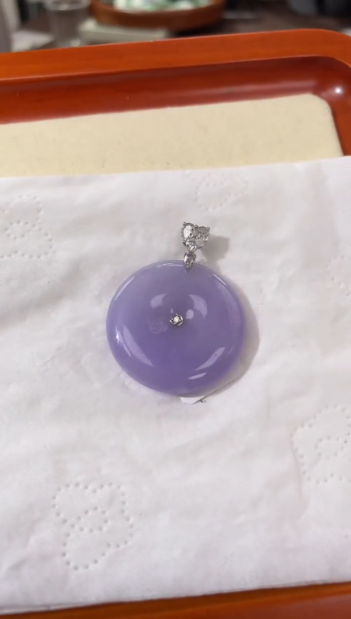 【闪购商品】翡翠颈饰18K金镶嵌天然缅甸a货翡翠