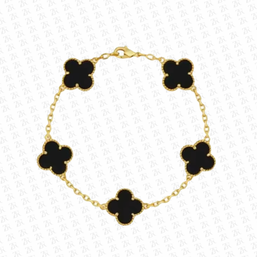 合金手链 直播专享 V金镀18k金手链五花超高四叶草镭射满天星轻奢