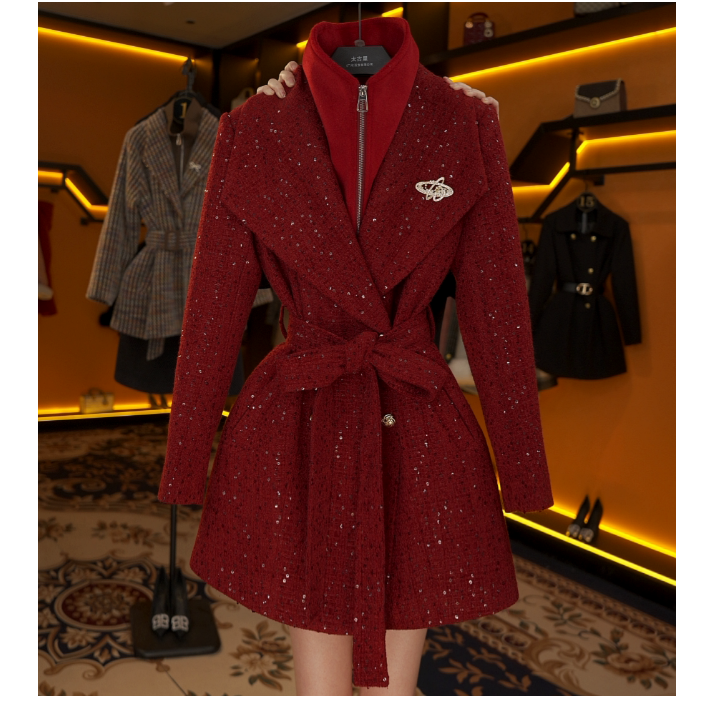 【宠粉价】羽绒白鸭绒羊毛时尚设计师轻奢显瘦收腰LOVES-A1599