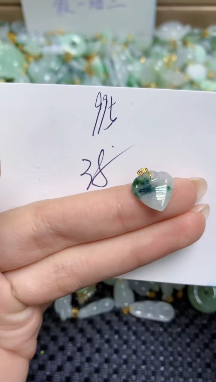 【闪购商品】翡翠颈饰18K金镶嵌天然缅甸A货翡翠