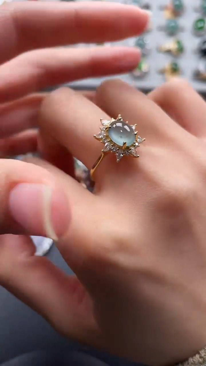 【闪购商品】翡翠戒指银S925镶嵌564567