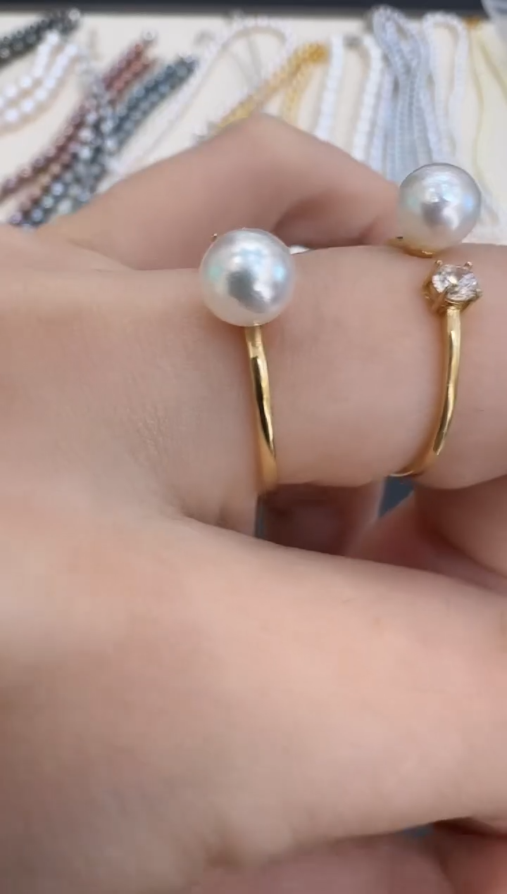 18K金镶嵌戒指海水珍珠X1226-1227-217