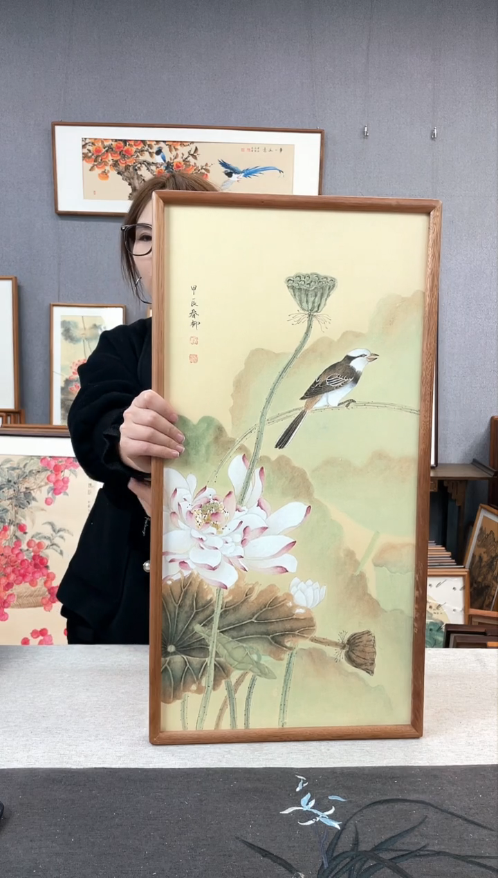 【闪购商品】国画手写手绘带框作品-35*68-