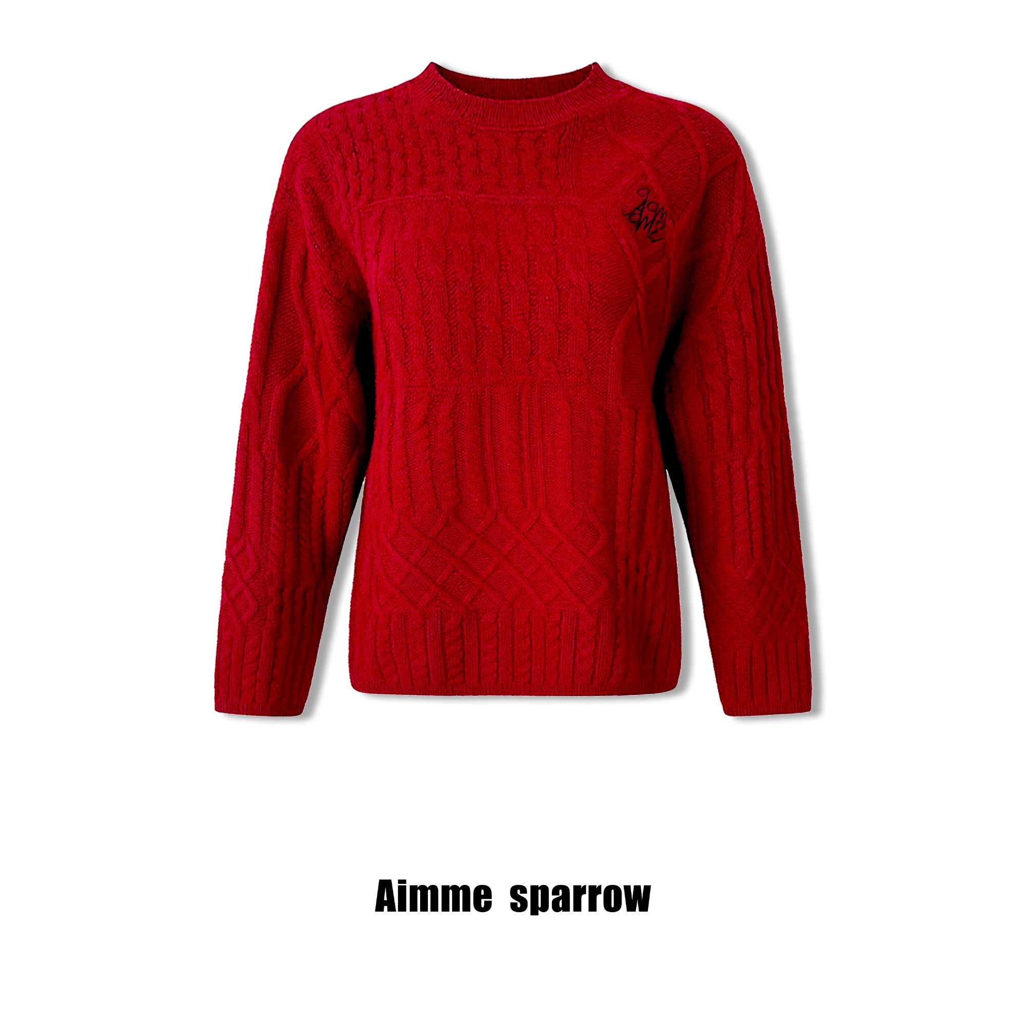 Aimme sparrow新款包臀裙字母刺绣针织套装