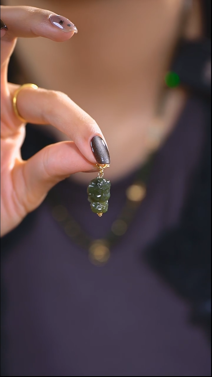 吊坠(不含链)银S925镀金镶嵌和田玉度度吊坠