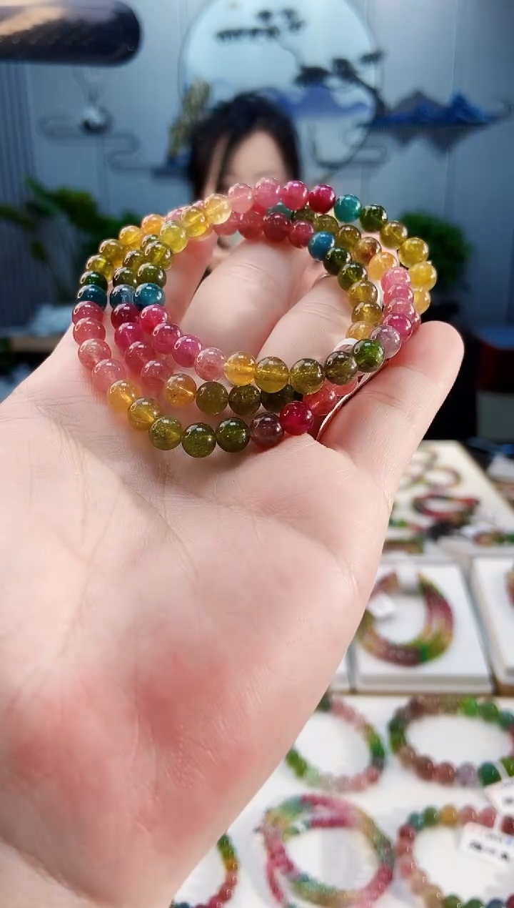 【闪购商品】碧玺手链未镶嵌G2451三圈颜色微差发1