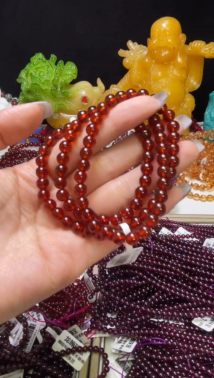 未镶嵌手链石榴石橙红色石榴石6mm+多圈，多样式发一