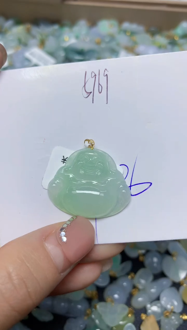 【闪购商品】翡翠挂件18K金镶嵌 天然翡翠A货