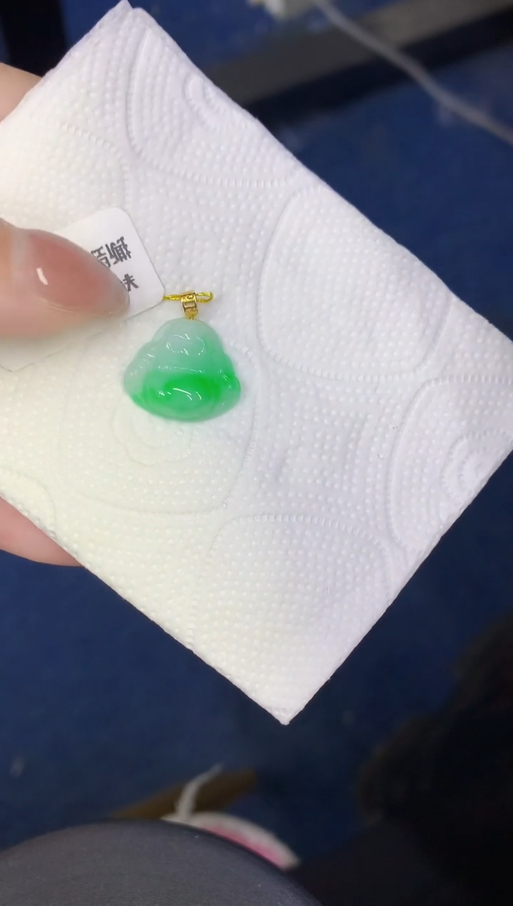 颈饰18K金镶嵌翡翠缅甸天然翡翠A货248