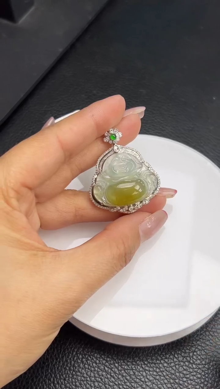 【闪购商品】翡翠颈饰18K金镶嵌佛公