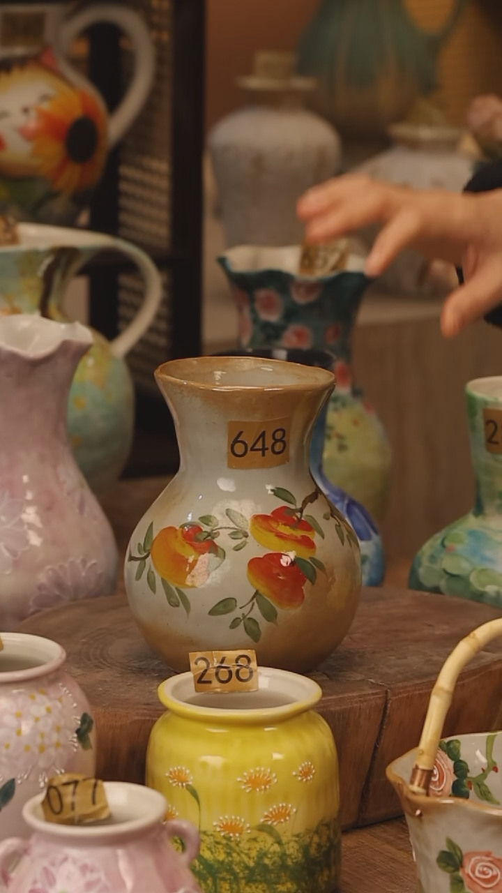 陶瓷景德镇设计师手作花器摆件侘寂风@M648@