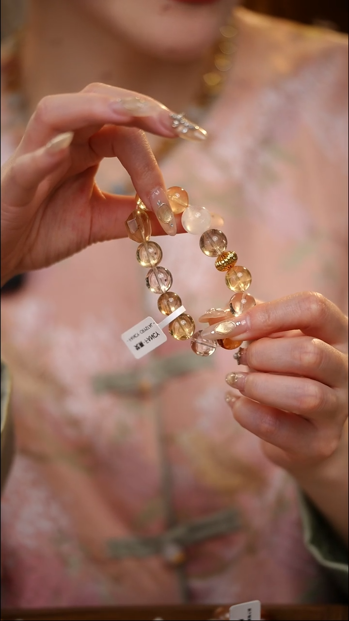 合金手串水晶黄水晶 白水晶 胶花