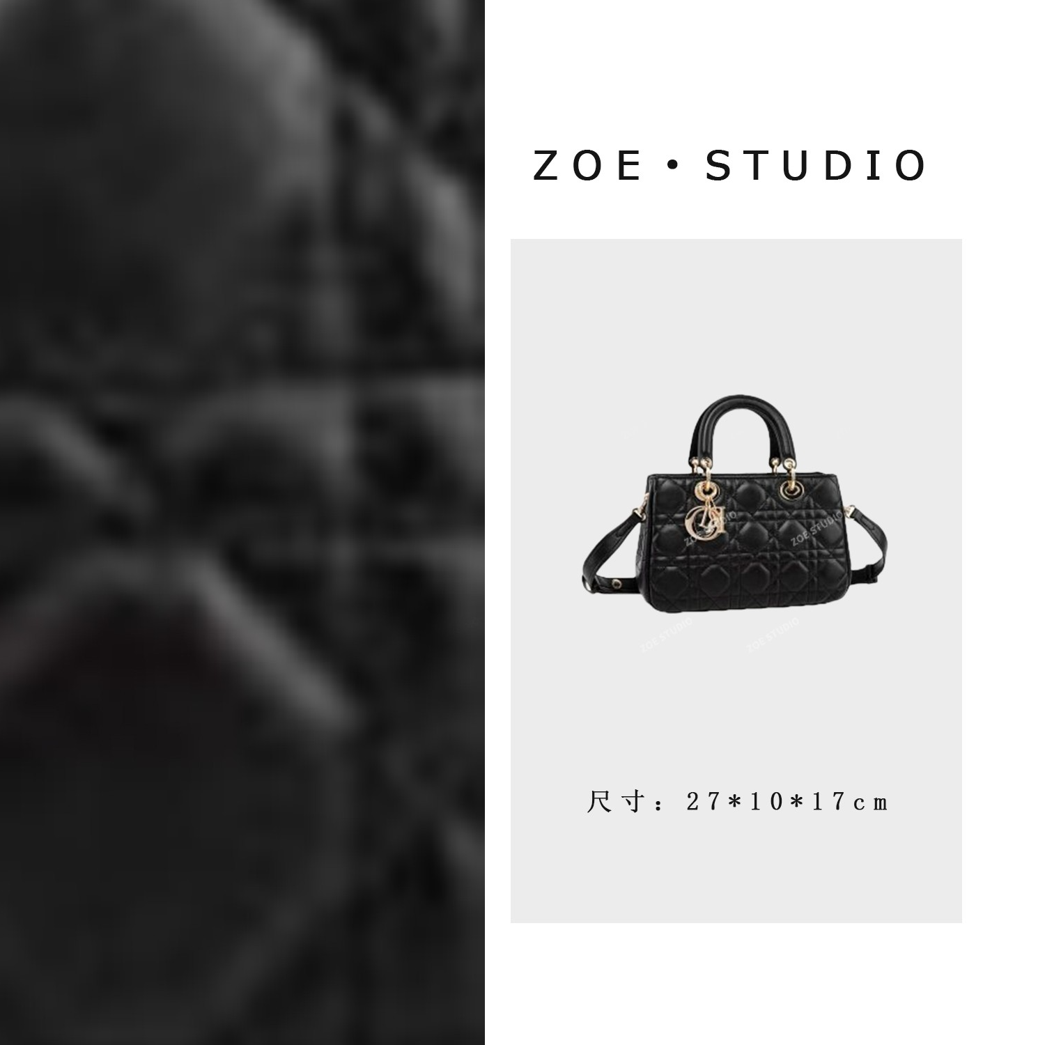 【佐伊甄选】QYX-81750-黑色-轻奢女士时尚小众真皮单肩挎包