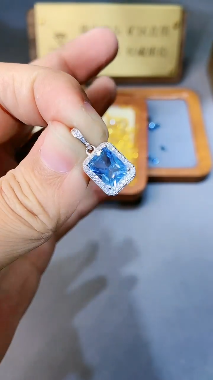 【闪购商品】海蓝宝石颈饰银S925镶嵌354