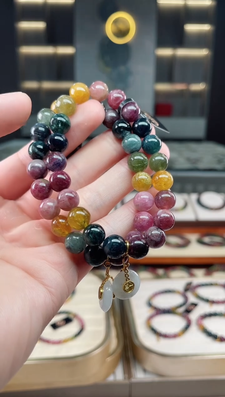 未镶嵌老矿碧玺单圈手串9mm+碧玺多样性发一条xion