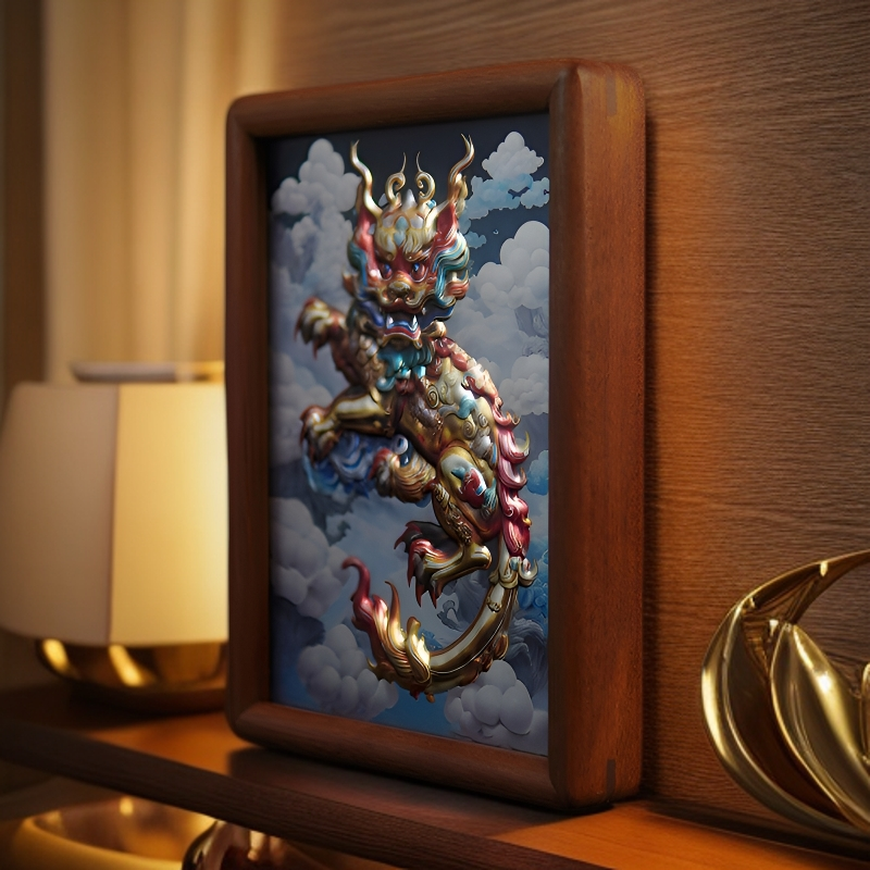 艺铜年浮雕貔貅铜铝版浮雕拓金錾彩工艺品摆台