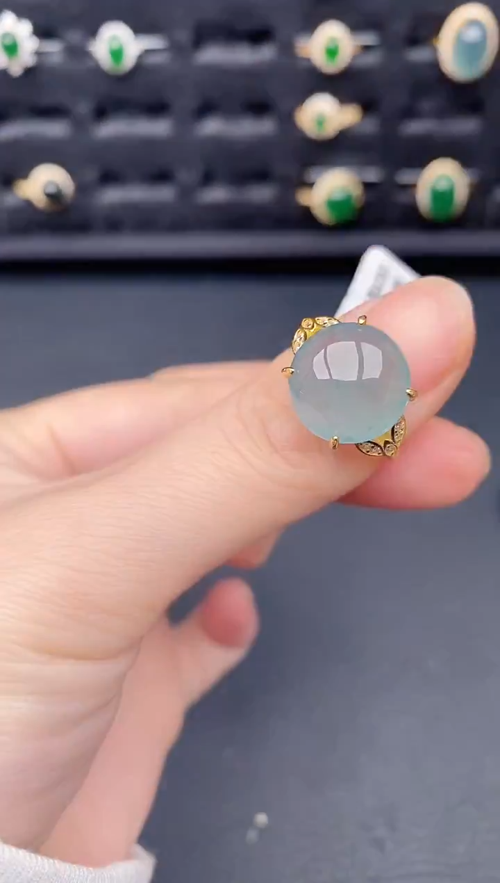 银S925镶嵌戒指翡翠天然a货翡翠209