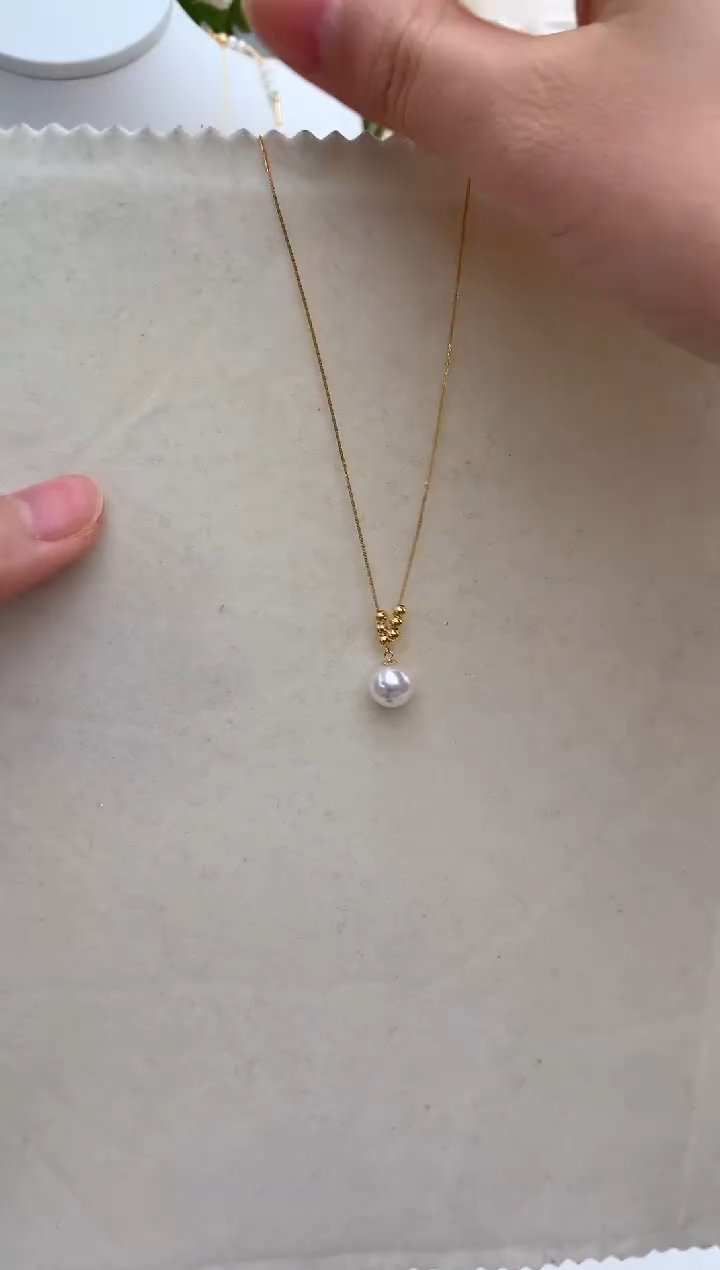 【闪购商品】海水珍珠颈饰18K金镶嵌8-9极光天女6+1