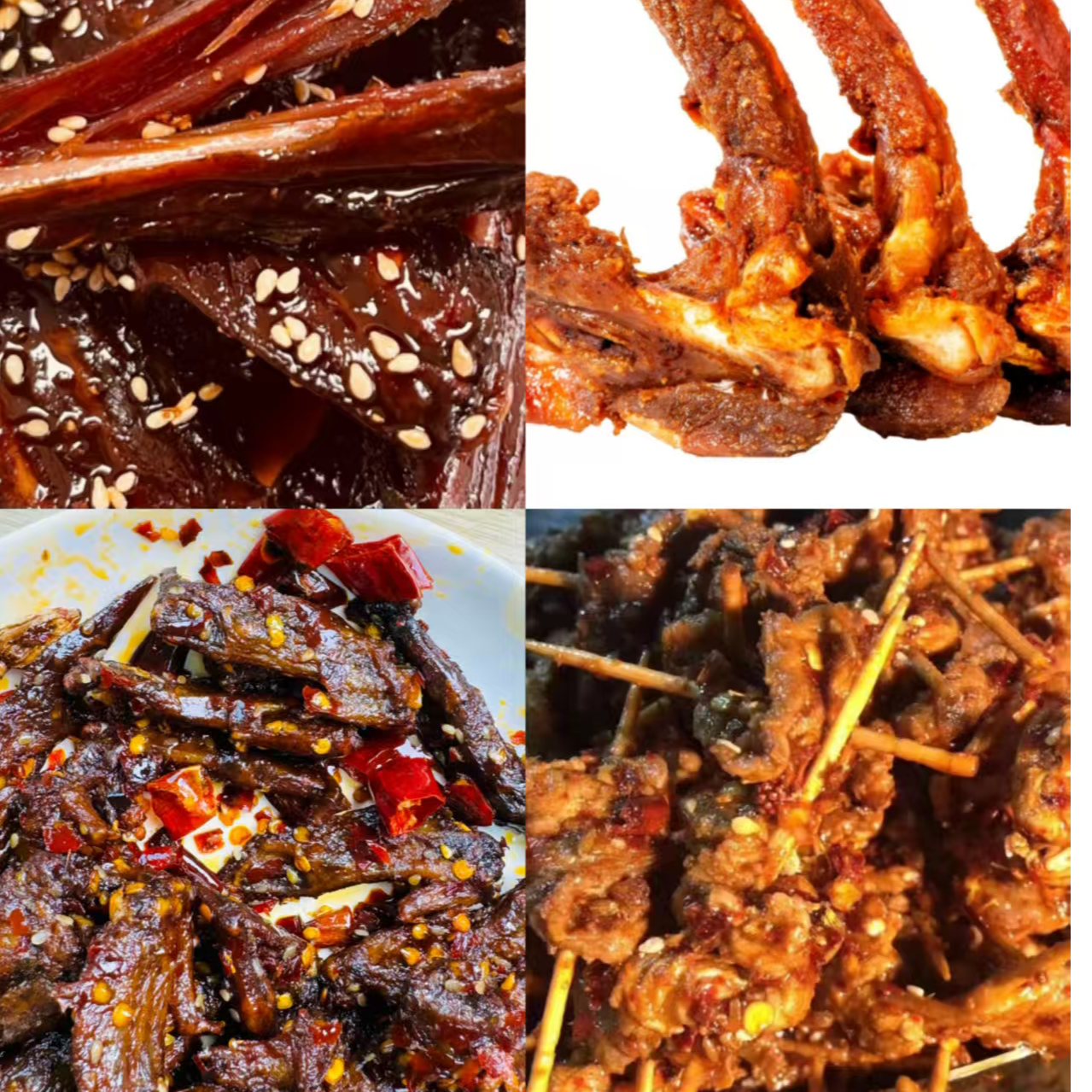 “低保套餐”牙签牛肉+梅子鸡尖+锁骨+鸭翅+翅根1个+鸭脖  