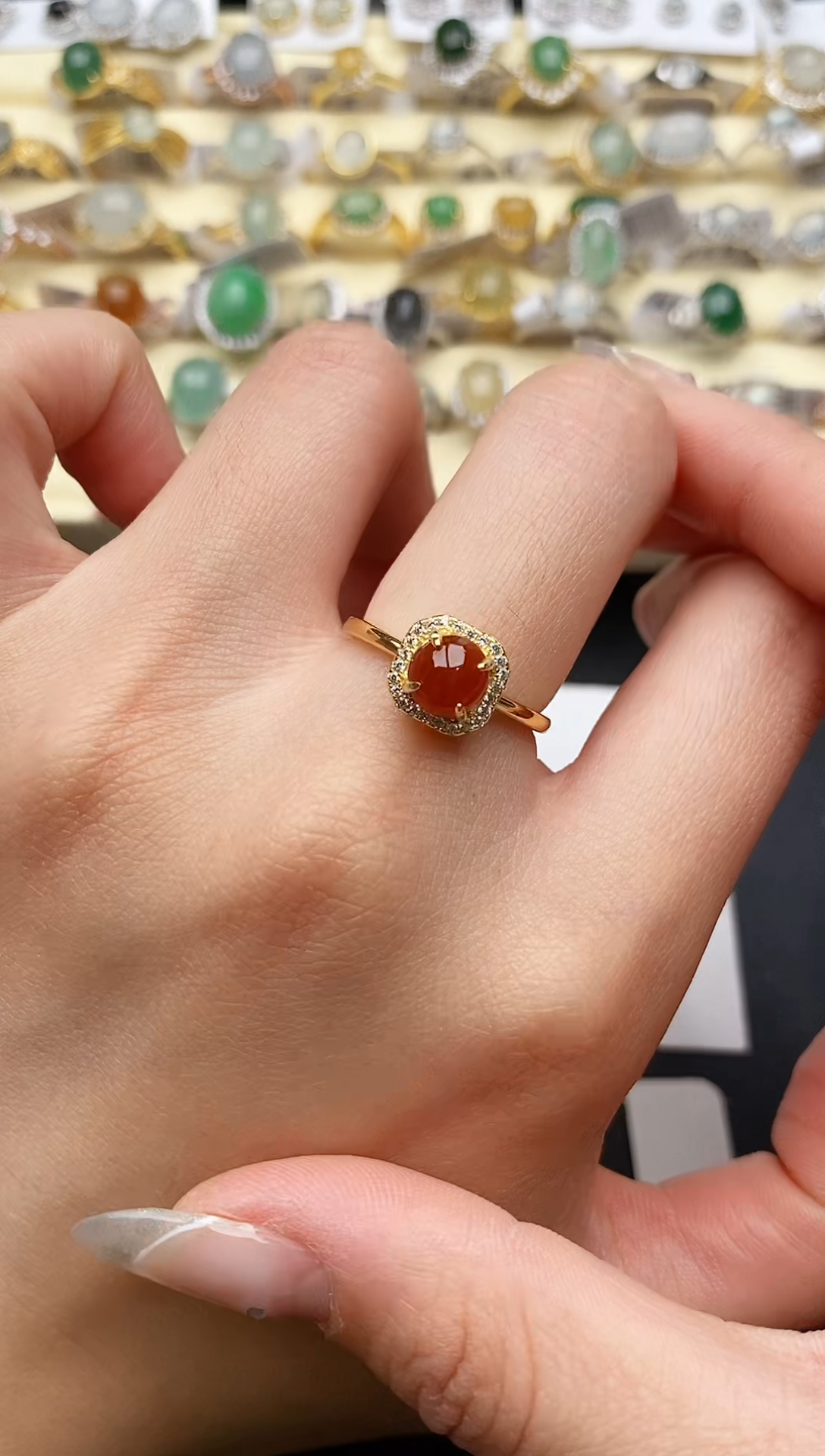 【闪购商品】翡翠戒指银S925镶嵌44444444+3