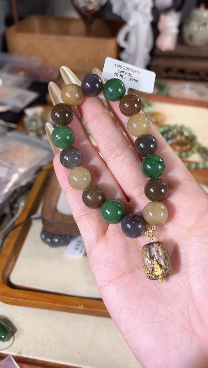 银S925镶嵌手链和田玉多样性发其一