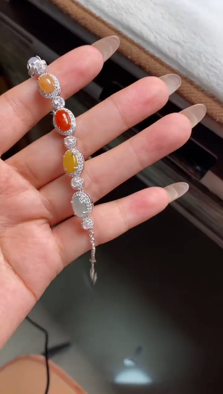 银S925镶嵌戒指翡翠天然A货翡翠