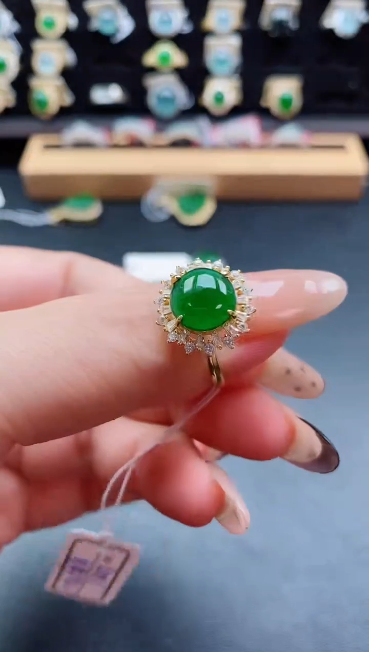 银S925镶嵌戒指翡翠1