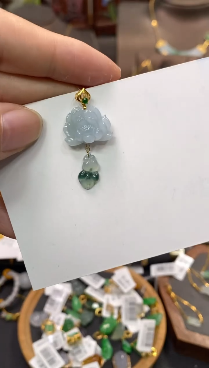 【闪购商品】翡翠颈饰18K金镶嵌净货13936