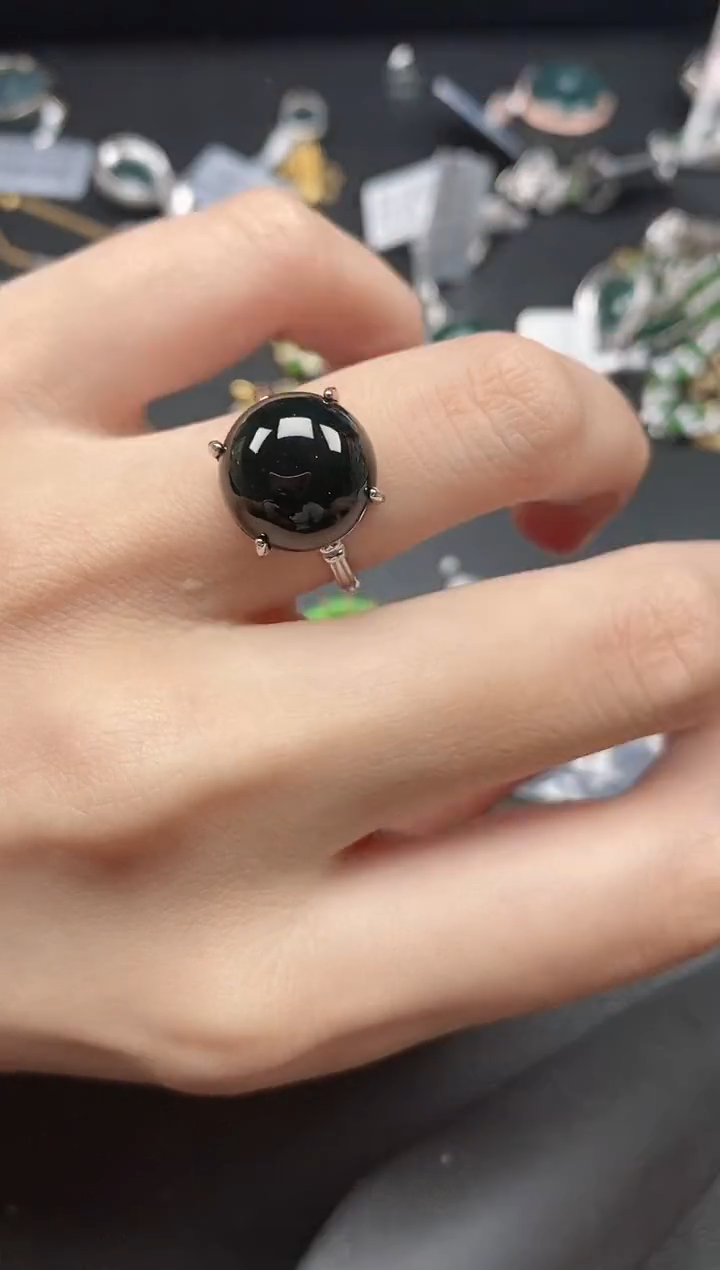 翡翠戒指银S925镶嵌51115