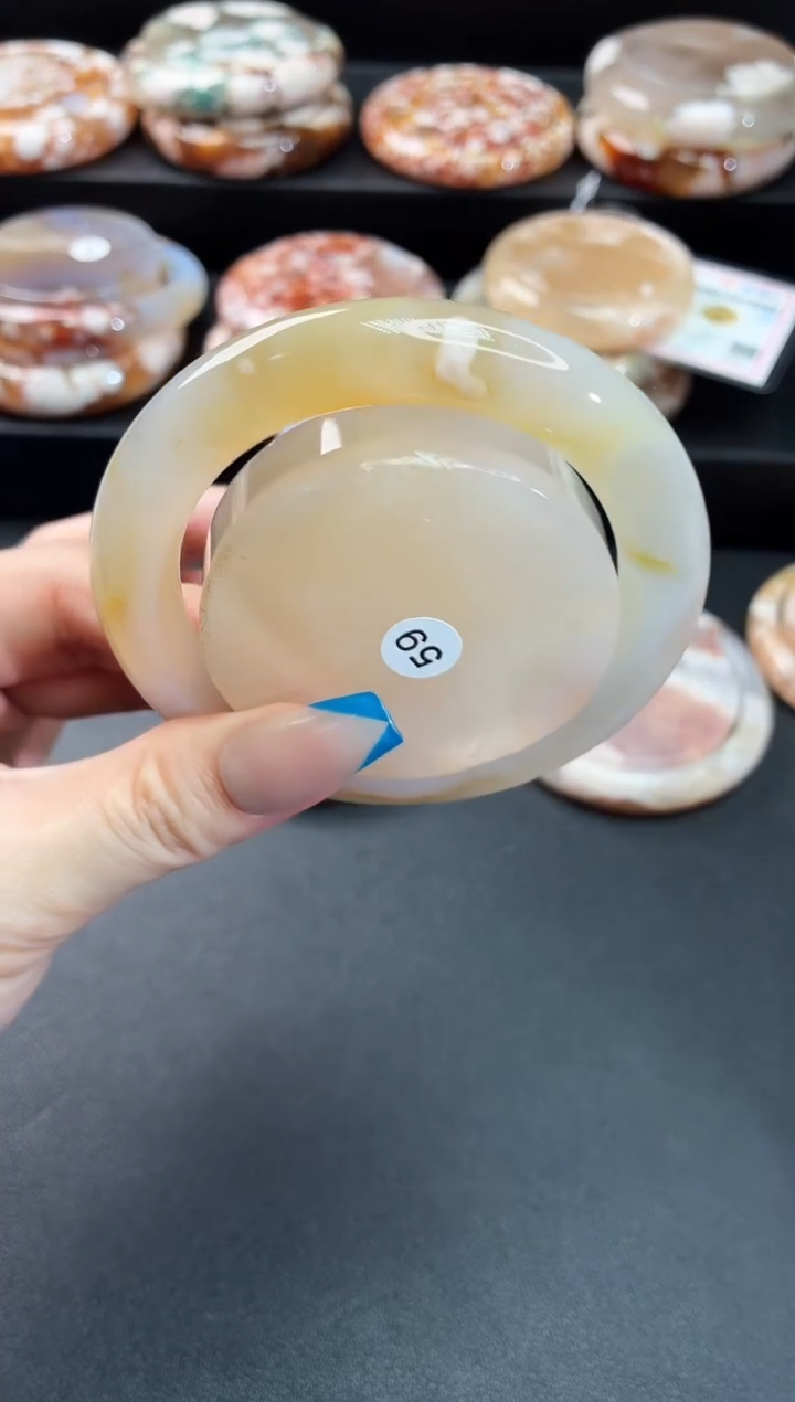 手镯玛瑙/玉髓未镶嵌石英质玉56圈55/56带(赠送镯心)