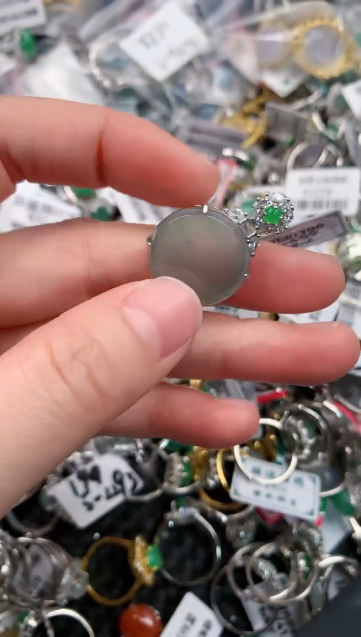 银S925镶嵌戒指翡翠111--5