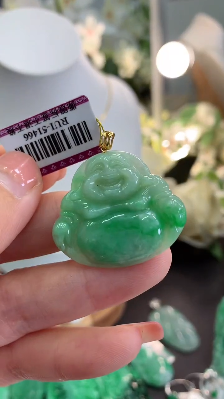 【闪购商品】翡翠吊坠(不含链)18K金镶嵌挂件