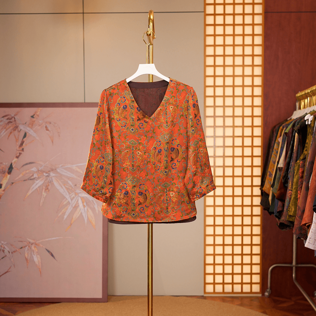 [满棠锦鲤-衬衫]新中式国风双面双穿女士衬衫