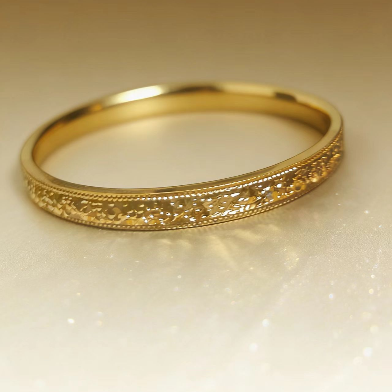 铜合金手镯 铜合金 精品6M车花碎冰冰闭口手镯 （56168）