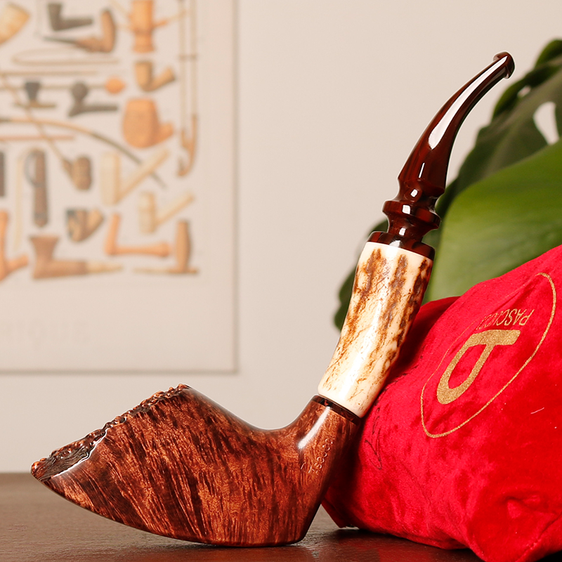 意大利Pascucci帕斯库奇 光面自由式 斗口雕刻 P2 手工石楠木烟斗