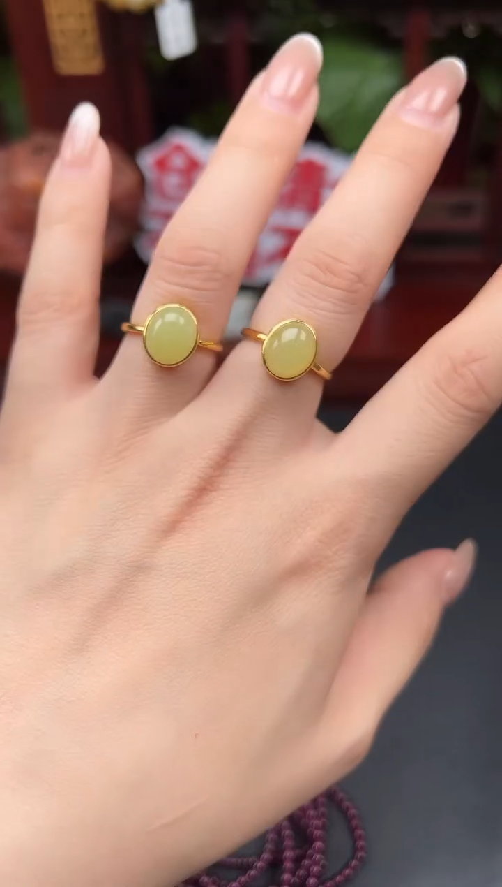 银S925镶嵌戒指和田玉戒指F132多样性发其一