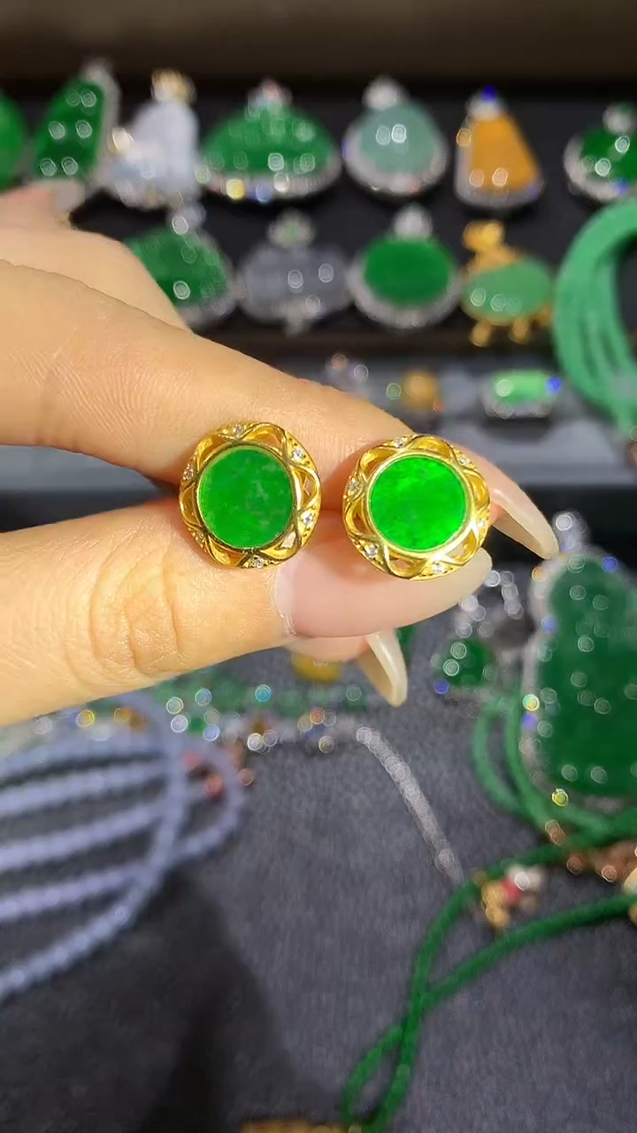 【闪购商品】翡翠耳饰银S925镶嵌2多人多样性随机发货1件
