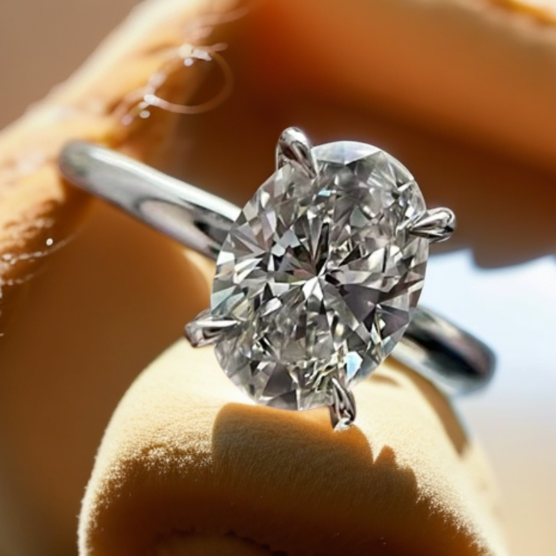 实验室培育钻石【1克拉四爪椭圆】四爪椭圆设计款轻奢网红钻石戒指