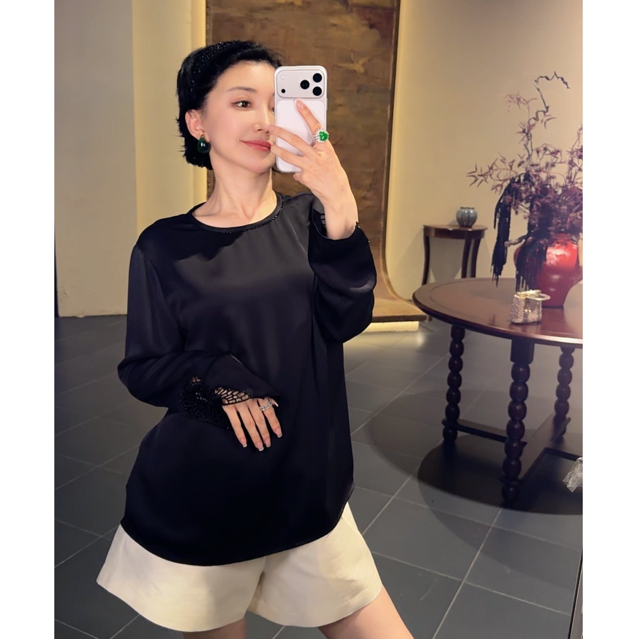 Betty Bairn【月色漫漫】新中式简约风醋酸双乔蝴蝶绣花上衣Q7501
