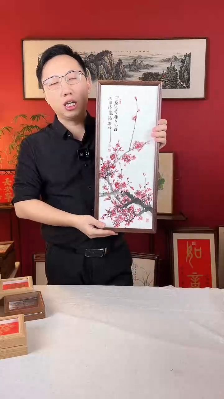 【闪购商品】国画梅花纯手绘国画22*52实木画框