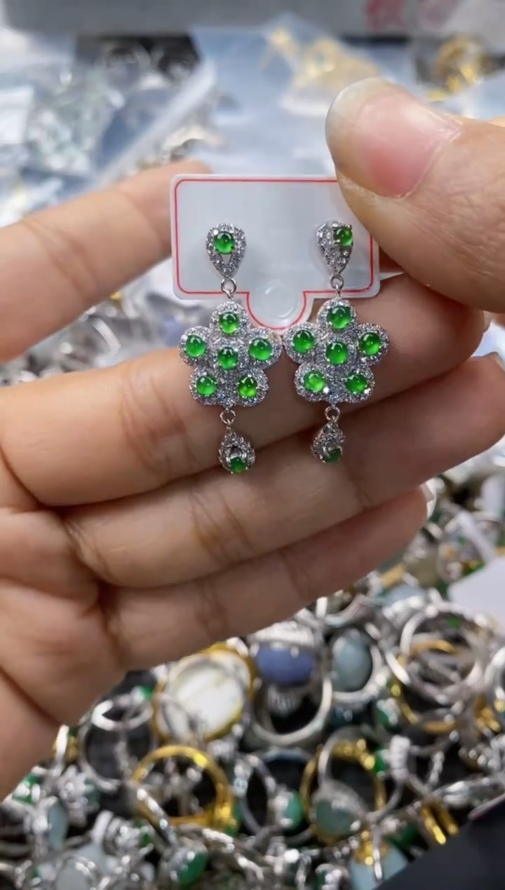 银S925镶嵌戒指翡翠555---2