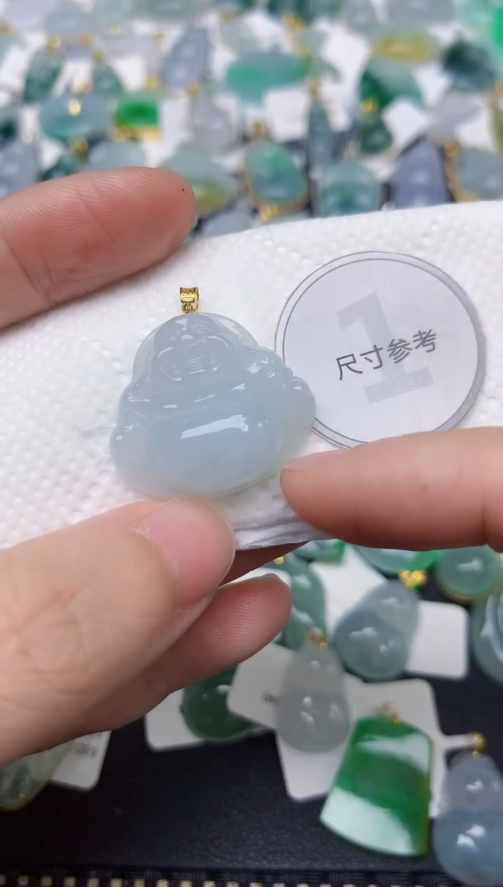 颈饰18K金镶嵌翡翠天然缅甸A货翡翠