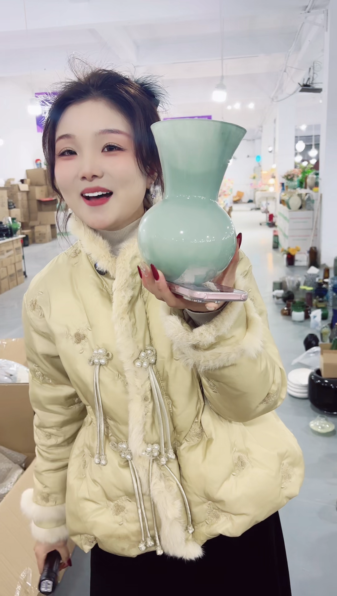 【闪购商品】玻璃私花主义花瓶厂-微瑕--3W9T