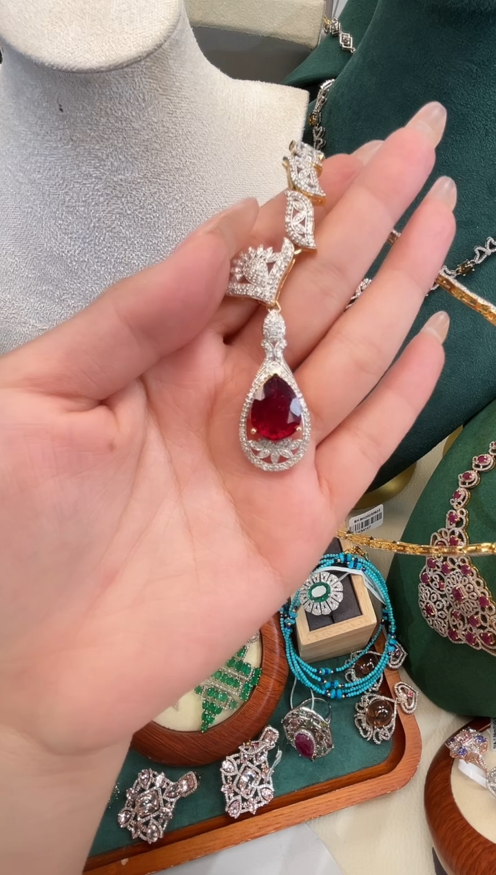 颈饰银S925镶嵌碧玺项链