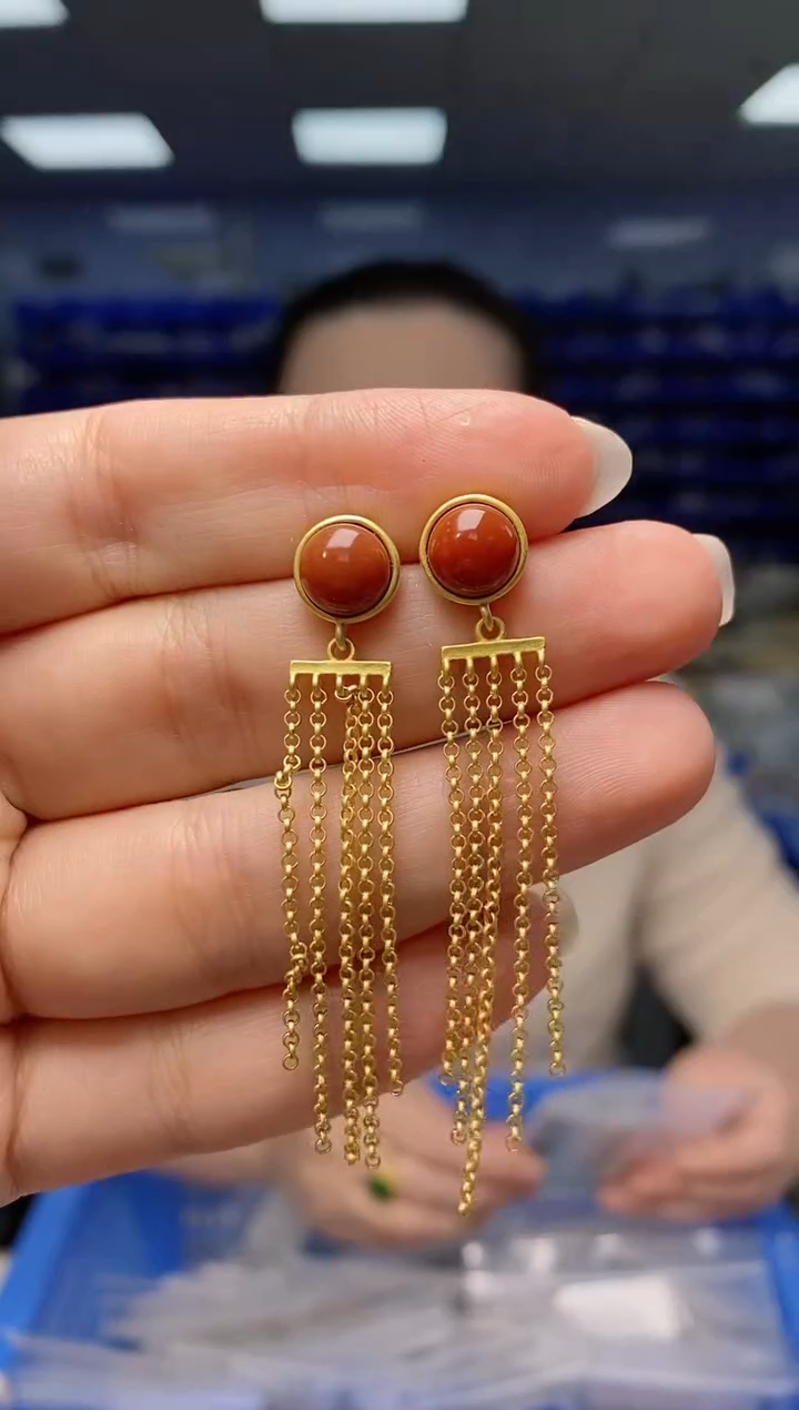 【闪购商品】南红玛瑙耳饰银S925镶嵌   EZ1759