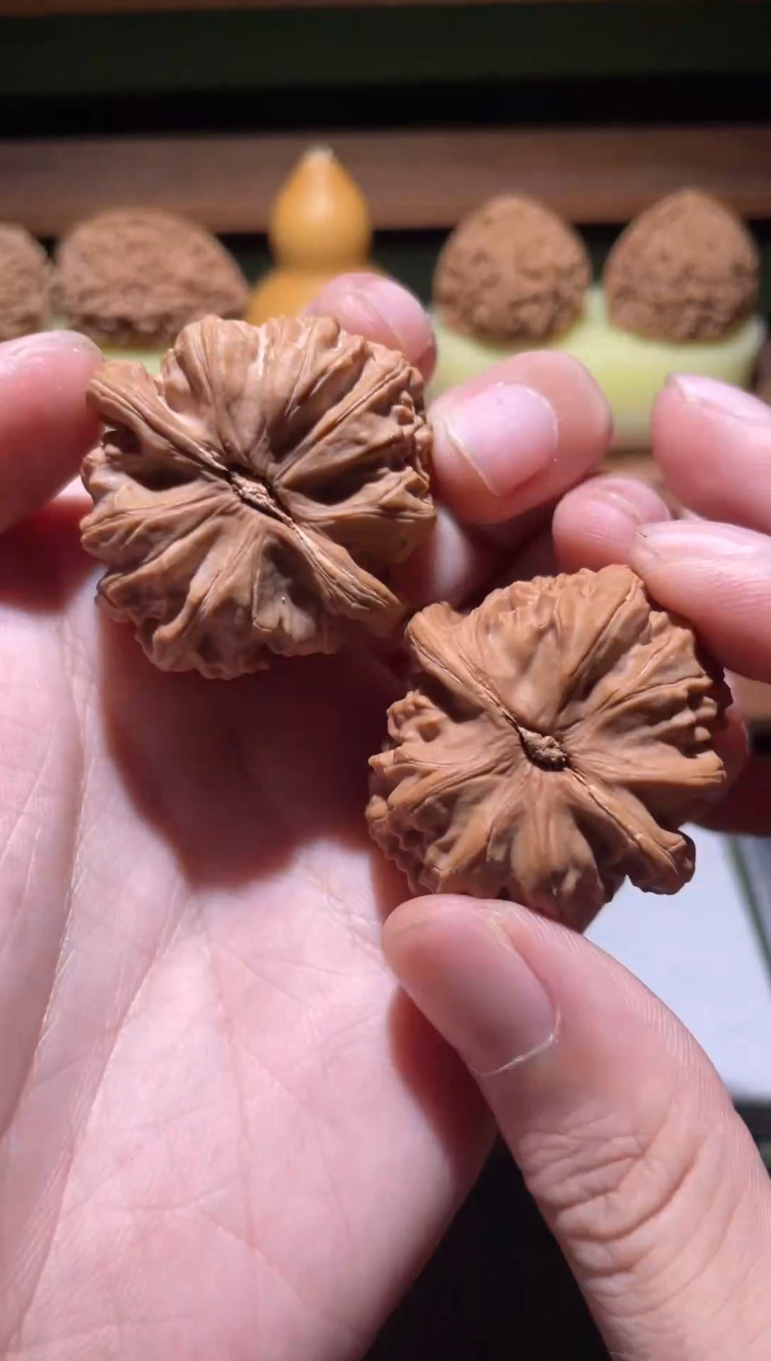 把件文玩核桃静***福三角白39尺
