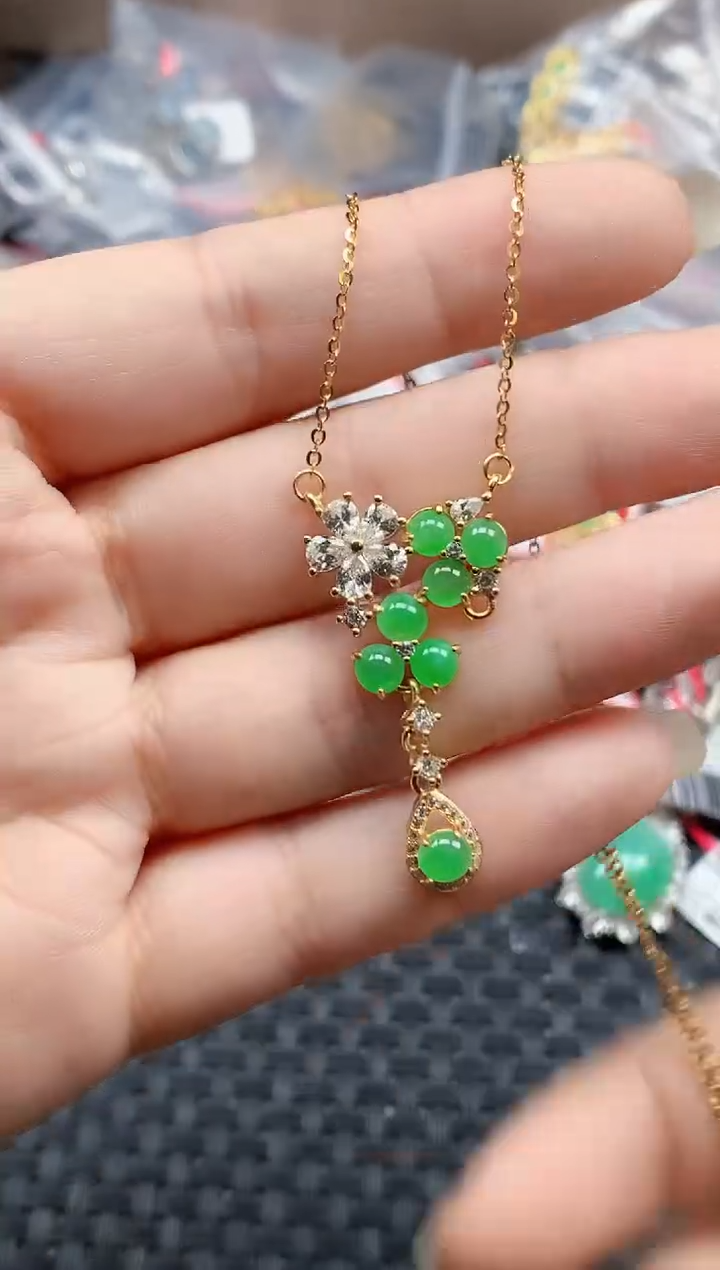 银S925镶嵌戒指翡翠天然A货缅甸翡翠